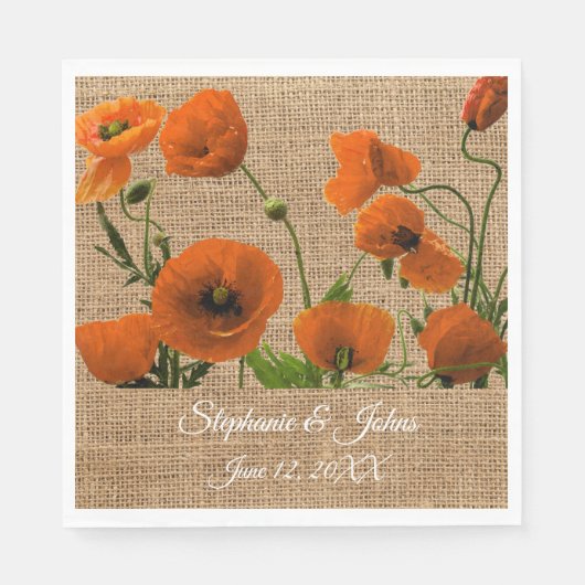 Rustikale Hochzeiten Orangefarbene Blume Wasserfar Serviette (Vorderseite)