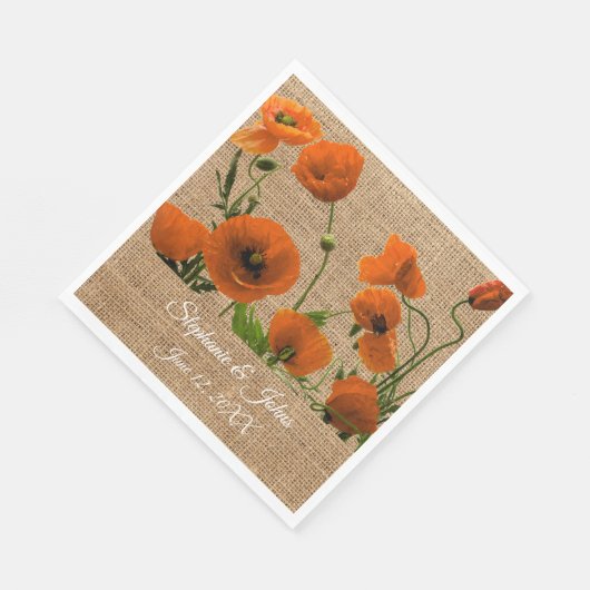 Rustikale Hochzeiten Orangefarbene Blume Wasserfar Serviette (Ecke)