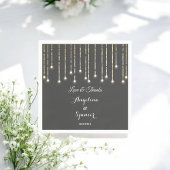 Rustikale Hochzeiten, Schwarz-weiße String Lights Serviette