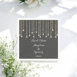 Rustikale Hochzeiten, Schwarz-weiße String Lights Serviette
