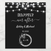 Rustikale Hochzeiten, Schwarz-weiße String Lights Weinetikett (Einzelnes Label)