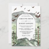 Rustikale Hochzeiten von Bergen und Pinienwäldern Einladung (Vorderseite)