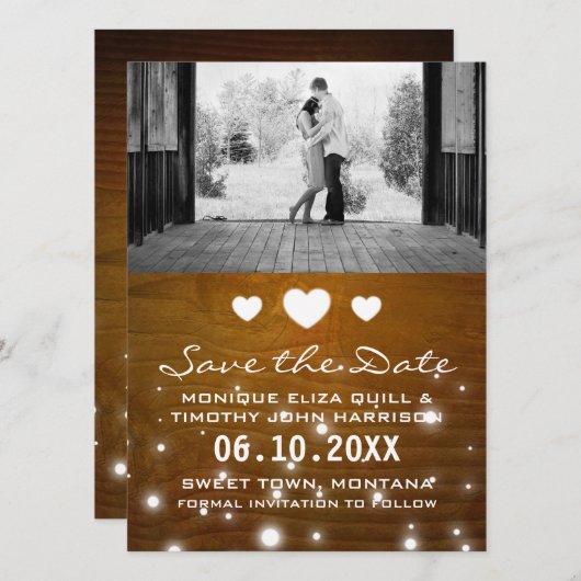 Rustikale Hochzeiten von Herzen und Lichtern Speic Save The Date (Vorne/Hinten)