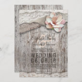 Rustikale Hochzeiten von Holz Burlap Lace Floral C Einladung (Vorne/Hinten)