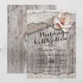 Rustikale Hochzeiten von Holz Burlap Lace Floral C Einladung (Vorne/Hinten)