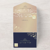 Rustikale Hochzeiten von Marine- und Gold-String-L All In One Einladung (Außenbereich)