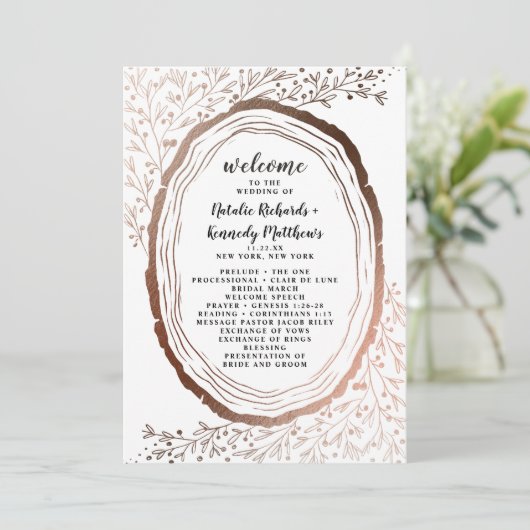 Rustikale Hochzeitfeier für Holzschnitzel Programm (Stehend Vorderseite)