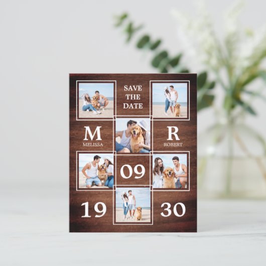 Rustikale Hochzeitfotografie Save the Date (Stehend Vorderseite)