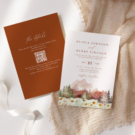 Rustikale Hochzeitgebirge Wildblume QR Code Einladung