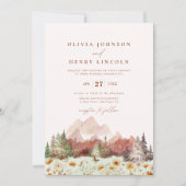 Rustikale Hochzeitgebirge Wildblume QR Code Einladung (Vorderseite)