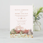 Rustikale Hochzeitgebirge Wildblume QR Code Einladung (Stehend Vorderseite)