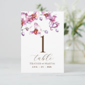 Rustikale Hochzeitkalligrafie-Script-Tischnummer Einladung (Stehend Vorderseite)