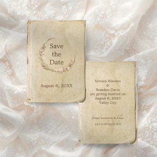 Rustikale Hochzeitkarte mit altem Papier Save the  Date