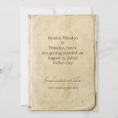 Rustikale Hochzeitkarte mit altem Papier Save the  Date (Rückseite)