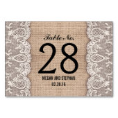 Rustikale Hochzeitkarten für Tischnummern (Rückseite)