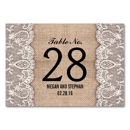 Rustikale Hochzeitkarten für Tischnummern (Rückseite)