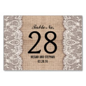 Rustikale Hochzeitkarten für Tischnummern (Vorderseite)
