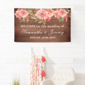 Rustikale Hochzeitkorallenmauer Dahlia Blume braun Banner (Insitu)