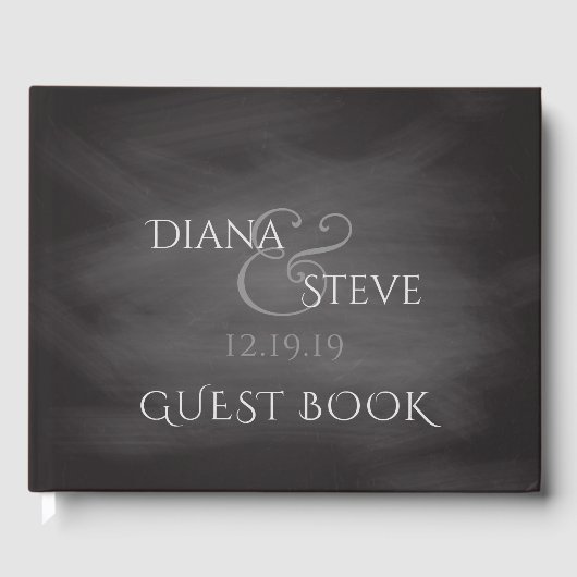 Rustikale Hochzeitmonogramm | Einfache Chalkboard Gästebuch (Vorderseite)