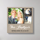 Rustikale Hochzeitmonographie-Leinwand Leinwanddruck (Vorderseite)