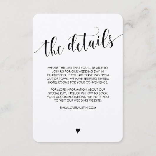 Rustikale Hochzeits-Informations-Einzelkarte Begleitkarte (Vorderseite)