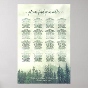 Rustikale Hochzeits-Tischordnung Wald Grüner Wald Poster