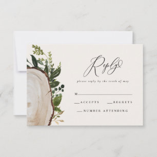 Rustikale Hochzeitsantwort mit Aquarellblumen RSVP Karte