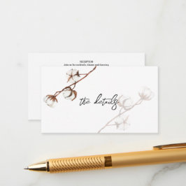 Rustikale Hochzeitsbaumwolle - Details Begleitkarte