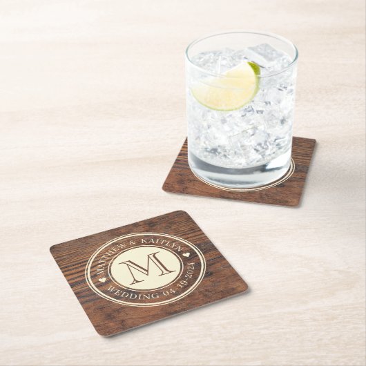 Rustikale Hochzeitscreme Rechteckiger Pappuntersetzer (Vor Ort)