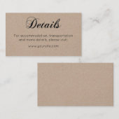 Rustikale Hochzeitsdetails. Einfache Landkalligrap Begleitkarte (Vorne/Hinten)