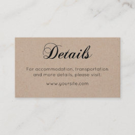 Rustikale Hochzeitsdetails. Einfache Landkalligrap Begleitkarte