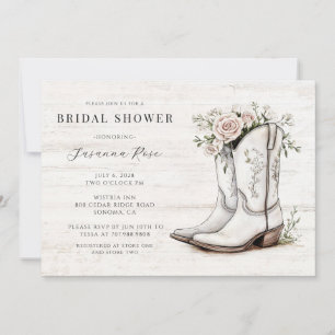 Rustikale Hochzeitsdusche Florale Cowgirl-Stiefel Einladung