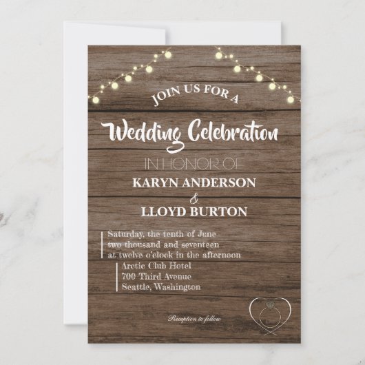 Rustikale Hochzeitseinladung Ankündigung (Vorderseite)