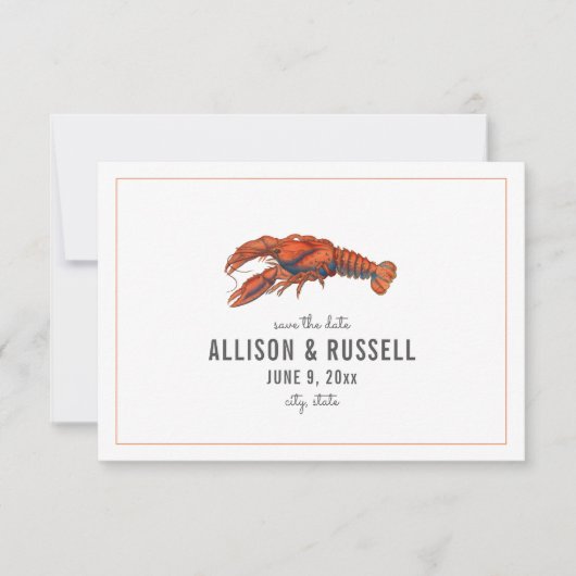 Rustikale Hochzeitseinladung Chambray Hummer Save The Date (Vorderseite)
