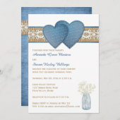 Rustikale Hochzeitseinladung| Denim, Lace, Burlap, Einladung (Vorne/Hinten)