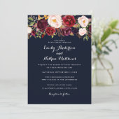 Rustikale Hochzeitseinladung der Marine Burgund Einladung (Stehend Vorderseite)
