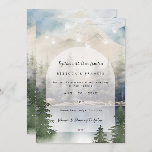 Rustikale Hochzeitseinladung Einladung (Vorne/Hinten)