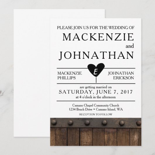 Rustikale Hochzeitseinladung Einladung (Vorne/Hinten)
