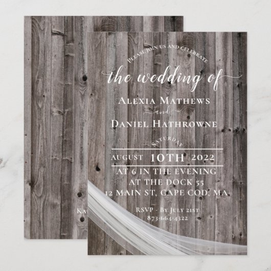 Rustikale Hochzeitseinladung Einladung (Vorne/Hinten)