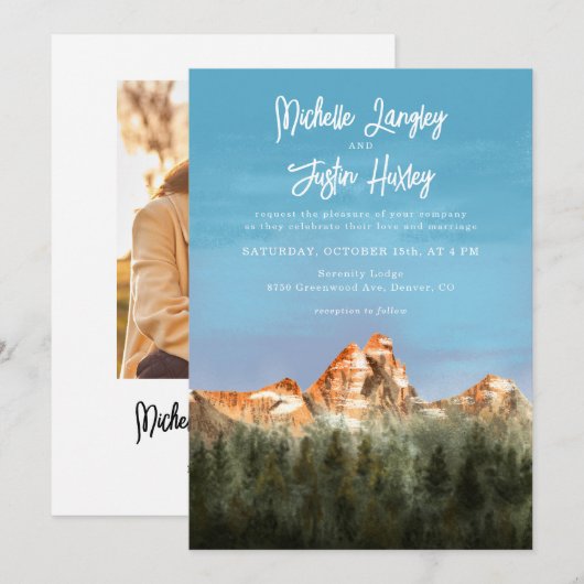 Rustikale Hochzeitseinladung Einladung (Vorne/Hinten)