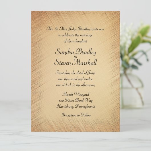 Rustikale Hochzeitseinladung Einladung (Stehend Vorderseite)