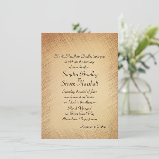 Rustikale Hochzeitseinladung Einladung (Stehend Vorderseite)