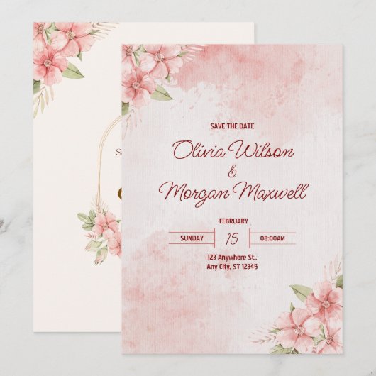 Rustikale Hochzeitseinladung Einladung (Vorne/Hinten)