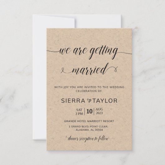 Rustikale Hochzeitseinladung Einladung (Vorderseite)