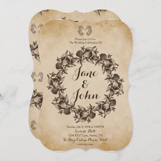 Rustikale Hochzeitseinladung Einladung (Vorne/Hinten)