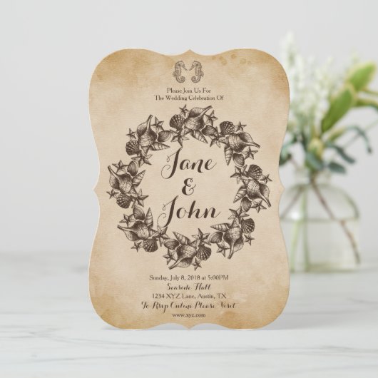 Rustikale Hochzeitseinladung Einladung (Stehend Vorderseite)