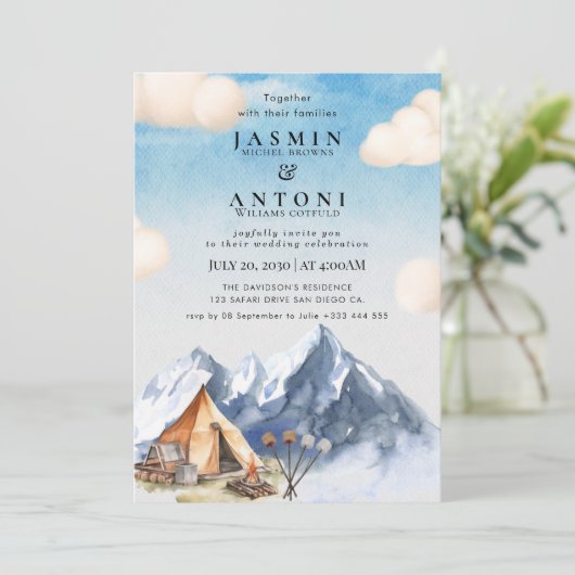 Rustikale Hochzeitseinladung Einladung (Stehend Vorderseite)