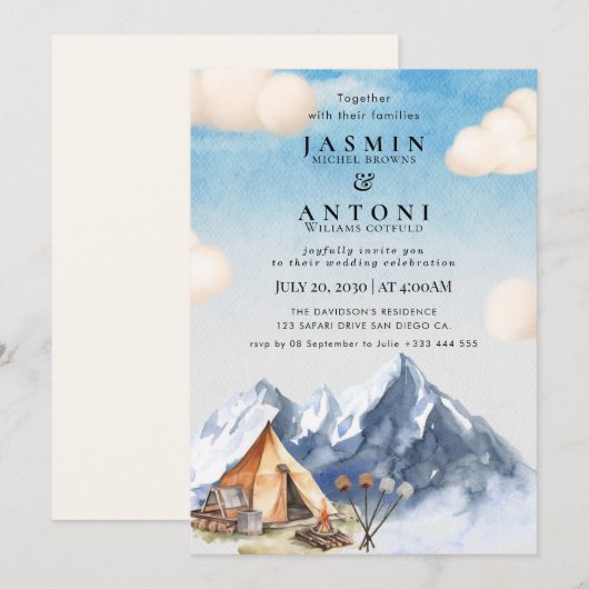 Rustikale Hochzeitseinladung Einladung (Vorne/Hinten)