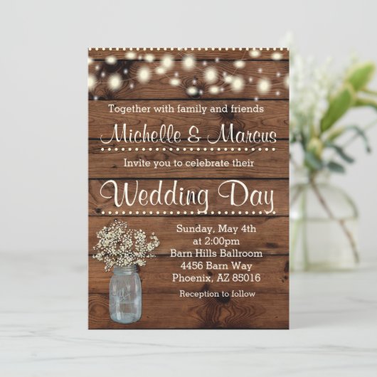 Rustikale Hochzeitseinladung, Einladung zur Hochze (Stehend Vorderseite)