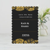 Rustikale Hochzeitseinladung in Schwarz und Weiß Einladung (Stehend Vorderseite)